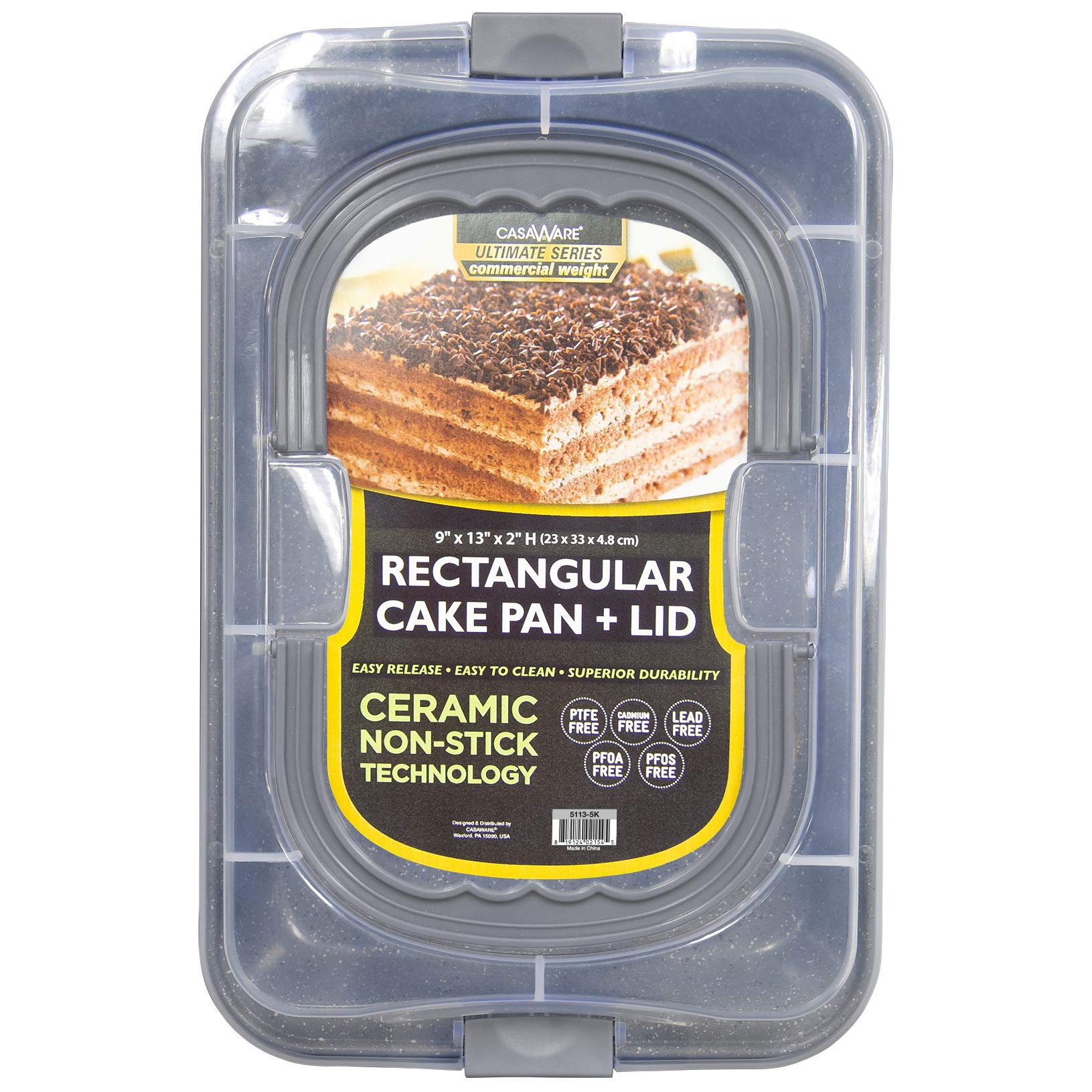 Casaware bandeja rectangular 9x13 con tapa para hornear y almacenar.