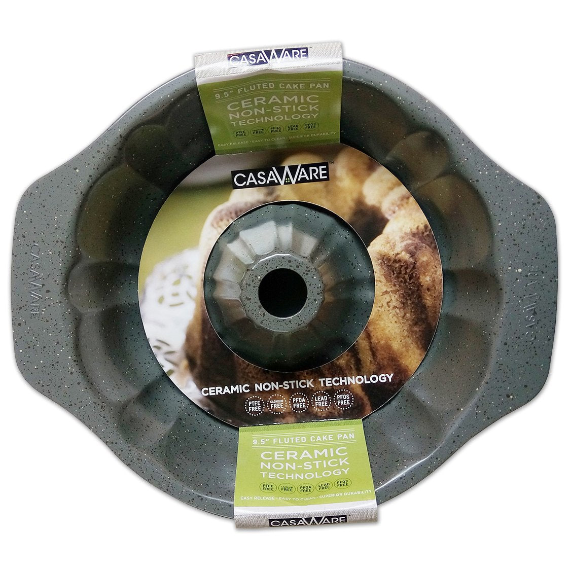 Casaware molde pastel acanalado de 9,5 pulgadas para hornear con desmolde suave.
