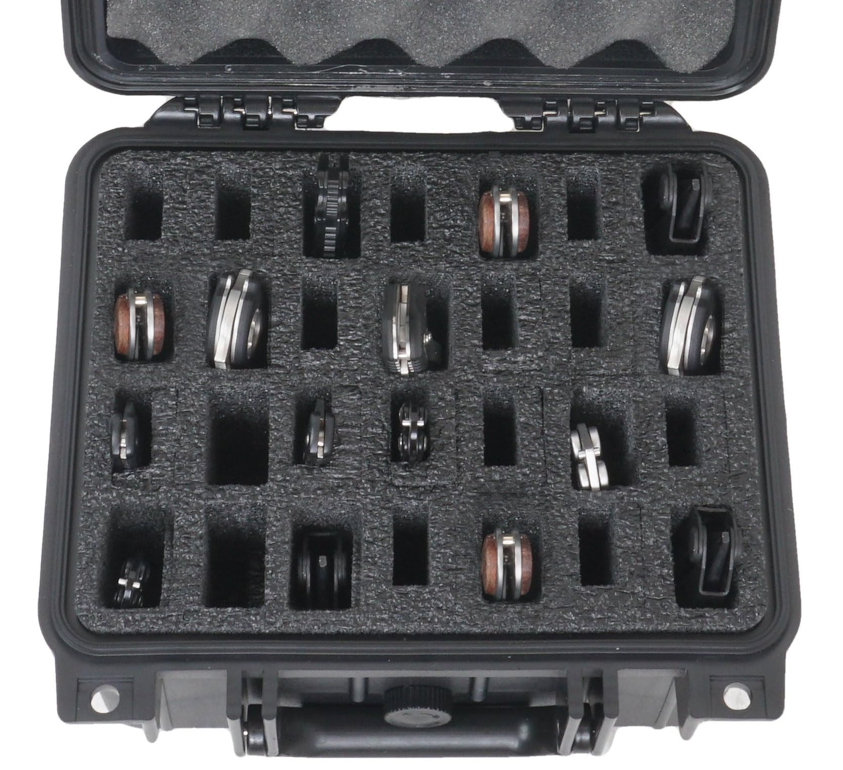 Case Club interior con espuma modular, ajuste personalizable para cuchillos plegables.