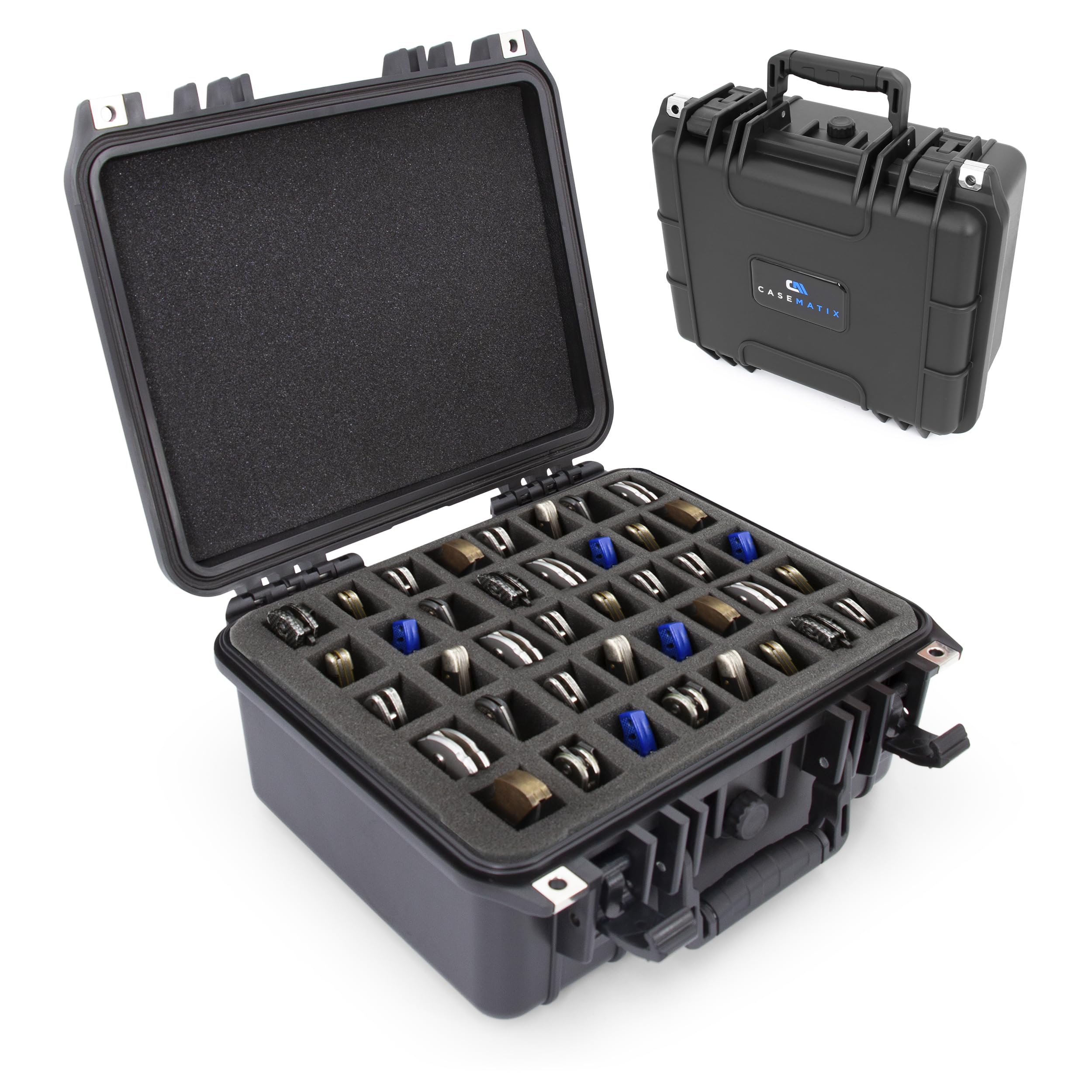 CASEMATIX estuche para cuchillos plegables, vista frontal, ideal para organización y transporte seguro.