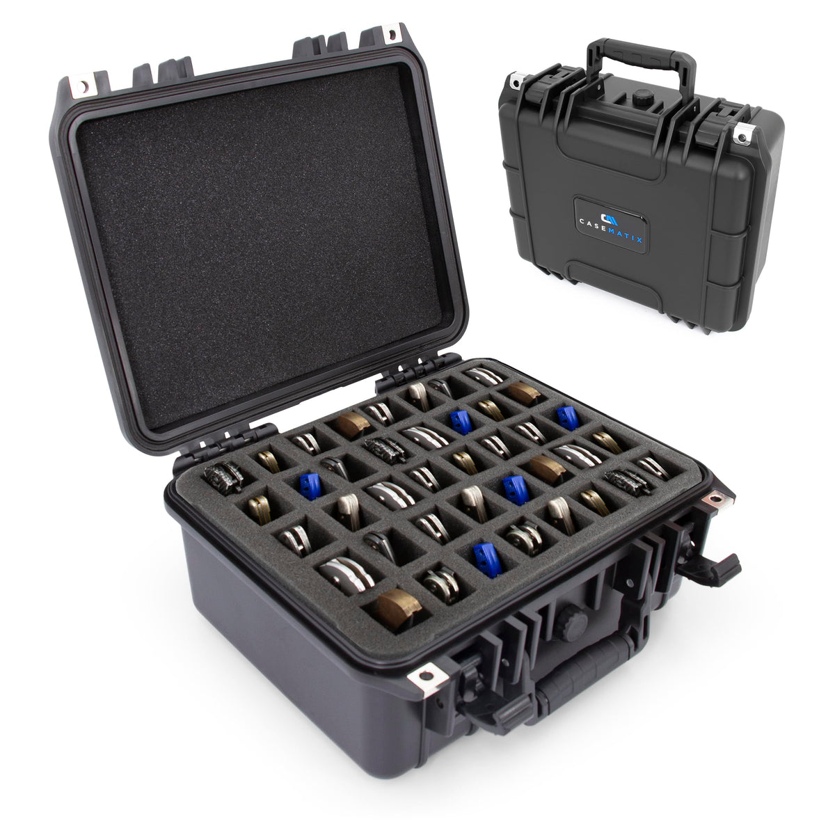 CASEMATIX estuche para cuchillos plegables, vista frontal, ideal para organización y transporte seguro.
