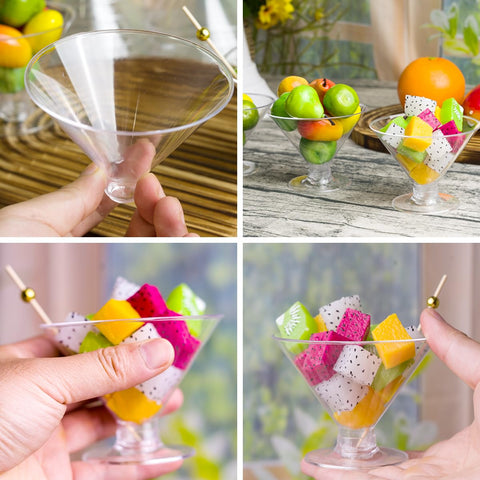 Copa martini Cashger de plástico, 5 onzas para aperitivos fríos.