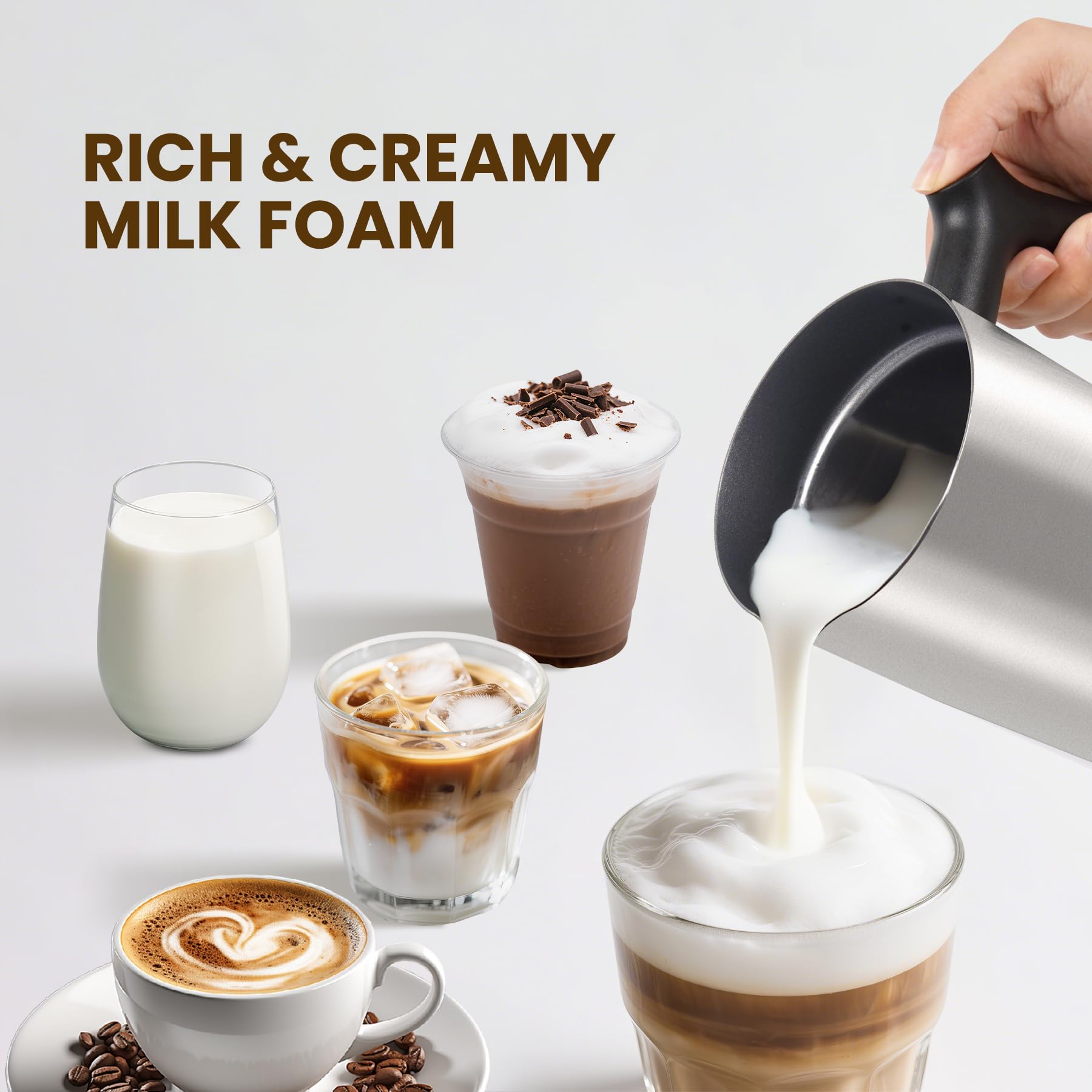 Casimhu batidora espuma espesa, espuma densa para cappuccinos cremosos.