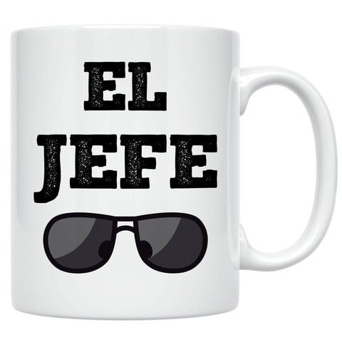 Casitika Taza El Jefe 11 onzas, vista frontal, ideal para empezar la mañana con humor en la oficina.