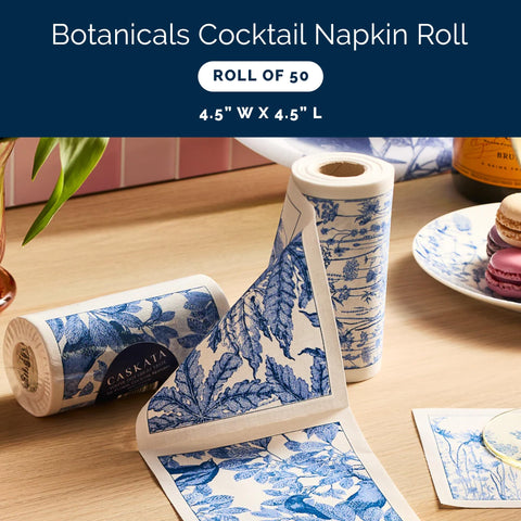 Caskata Botanicals, patrón Peonia, servilletas de algodón para fiestas sostenibles.