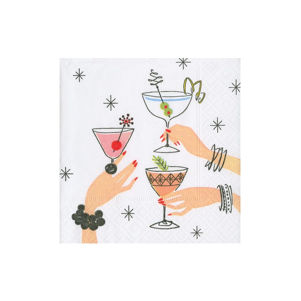 Caspari Aperitivo: servilletas 3 capas, paquete de 20, diseño elegante para mesa