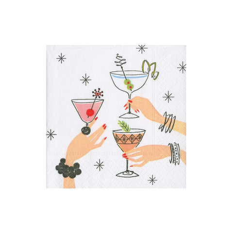 Caspari Aperitivo: servilletas 3 capas, paquete de 20, diseño elegante para mesa
