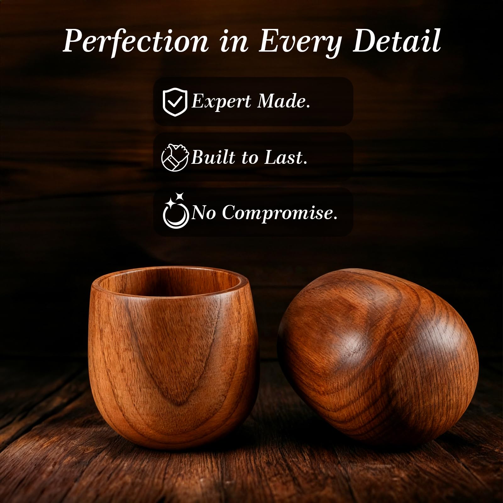 Casuenia grano madera unico: veta natural distintiva en cada copa.