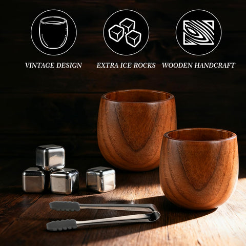 Casuenia vaso whisky madera estilo antiguo: diseño robusto para uso diario.