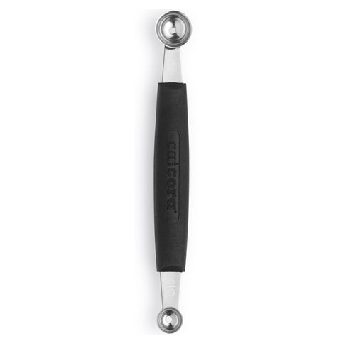 Cat Cora Melon Baller con cuchillas duales para bolas uniformes de 10 y 15 mm.