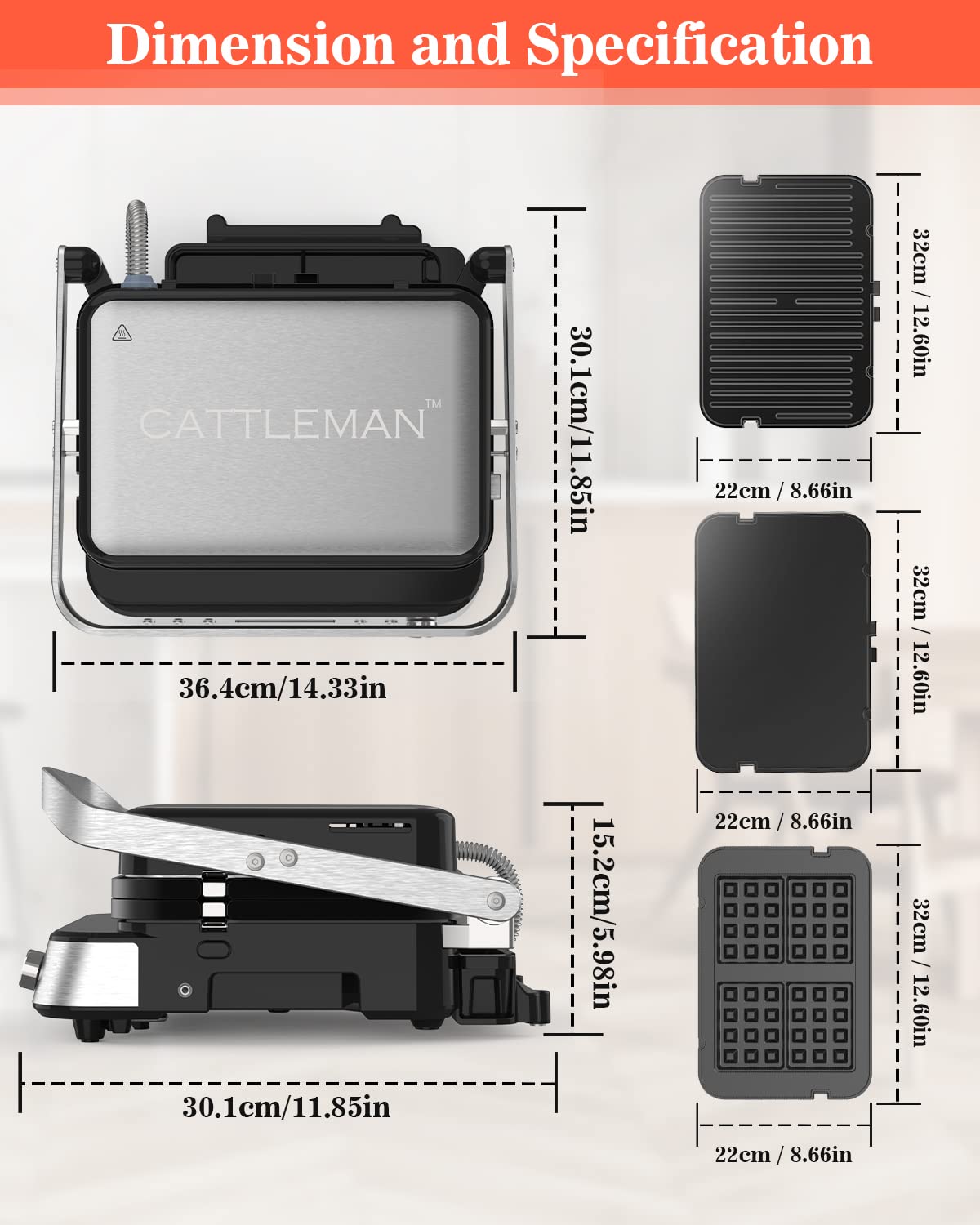 Panel de grill interior de 1600W en Cattleman Cuisine