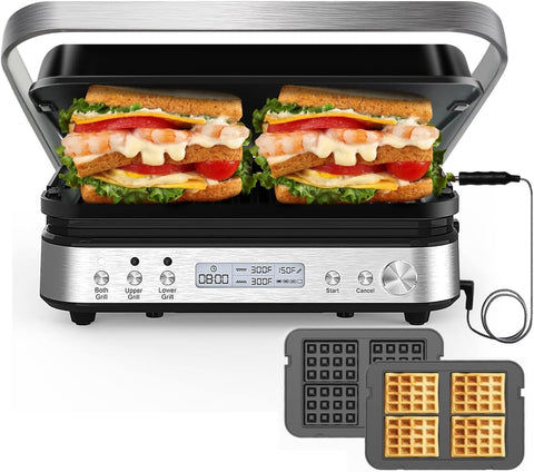 Cattleman Cuisine Panini Press con platos desmontables para limpieza fácil