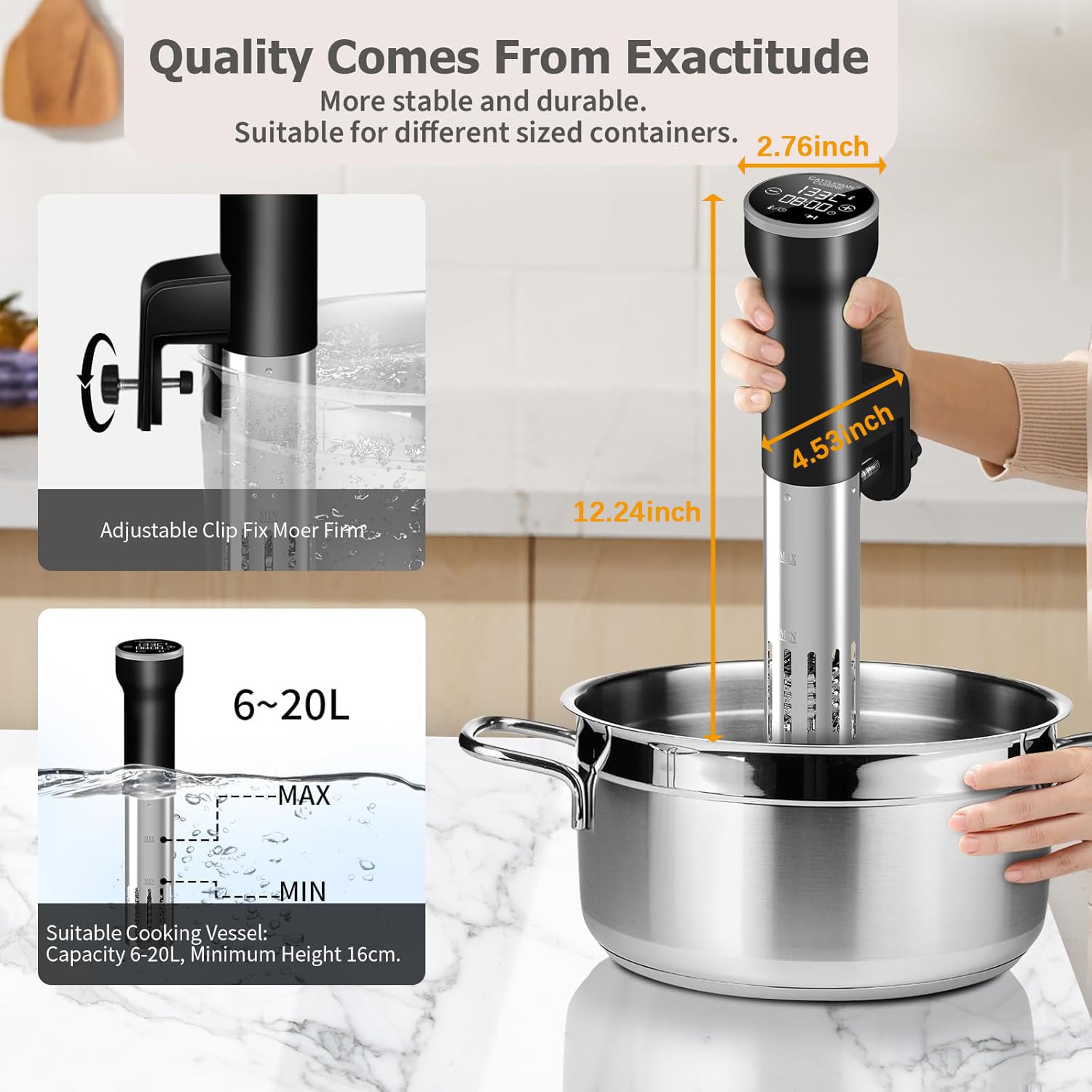CATTLEMAN CUISINE Sous Vide pantalla táctil LED para control fácil.