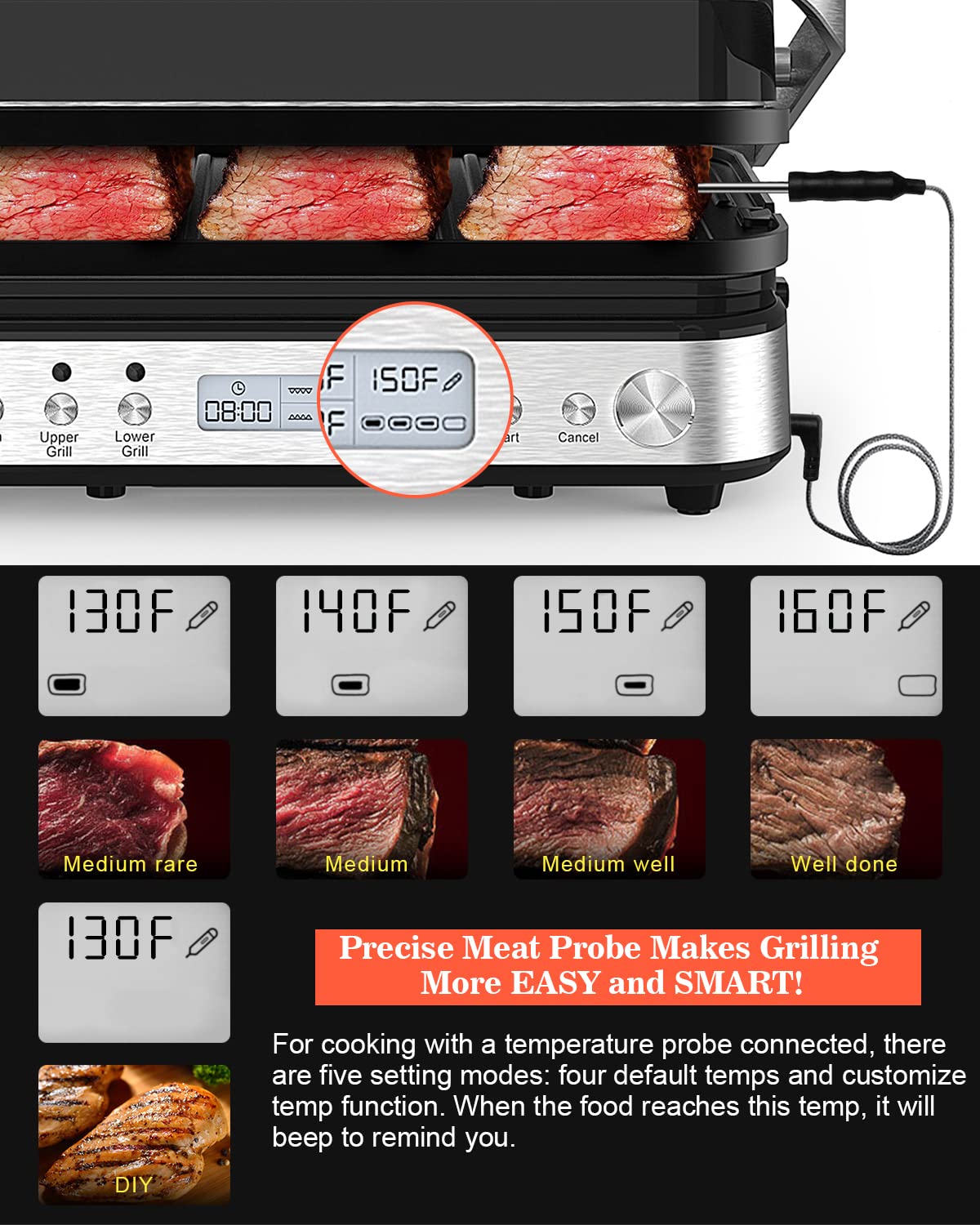 Termómetro inteligente de carne de Cattleman Cuisine para controlar la cocción