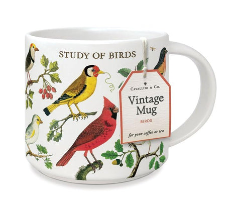 CAVANILLI CO. Taza con diseño de pajaro, ideal para cafe o te y uso diario.