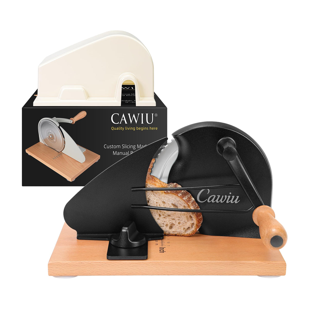 CAWIU cortadora de pan manual con espesor ajustable para rebanadas uniformes