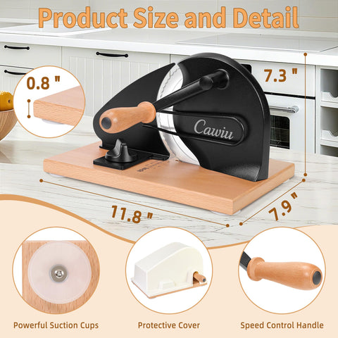 CAWIU cortadora de pan manual con manivela facilita cortes precisos