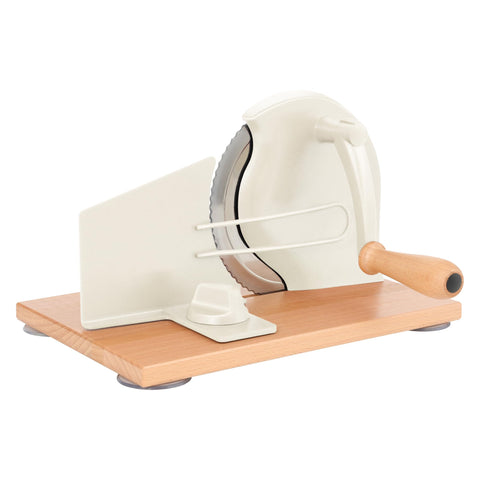 Cawiu cortador pan manual con ajuste de grosor para rebanadas uniformes.