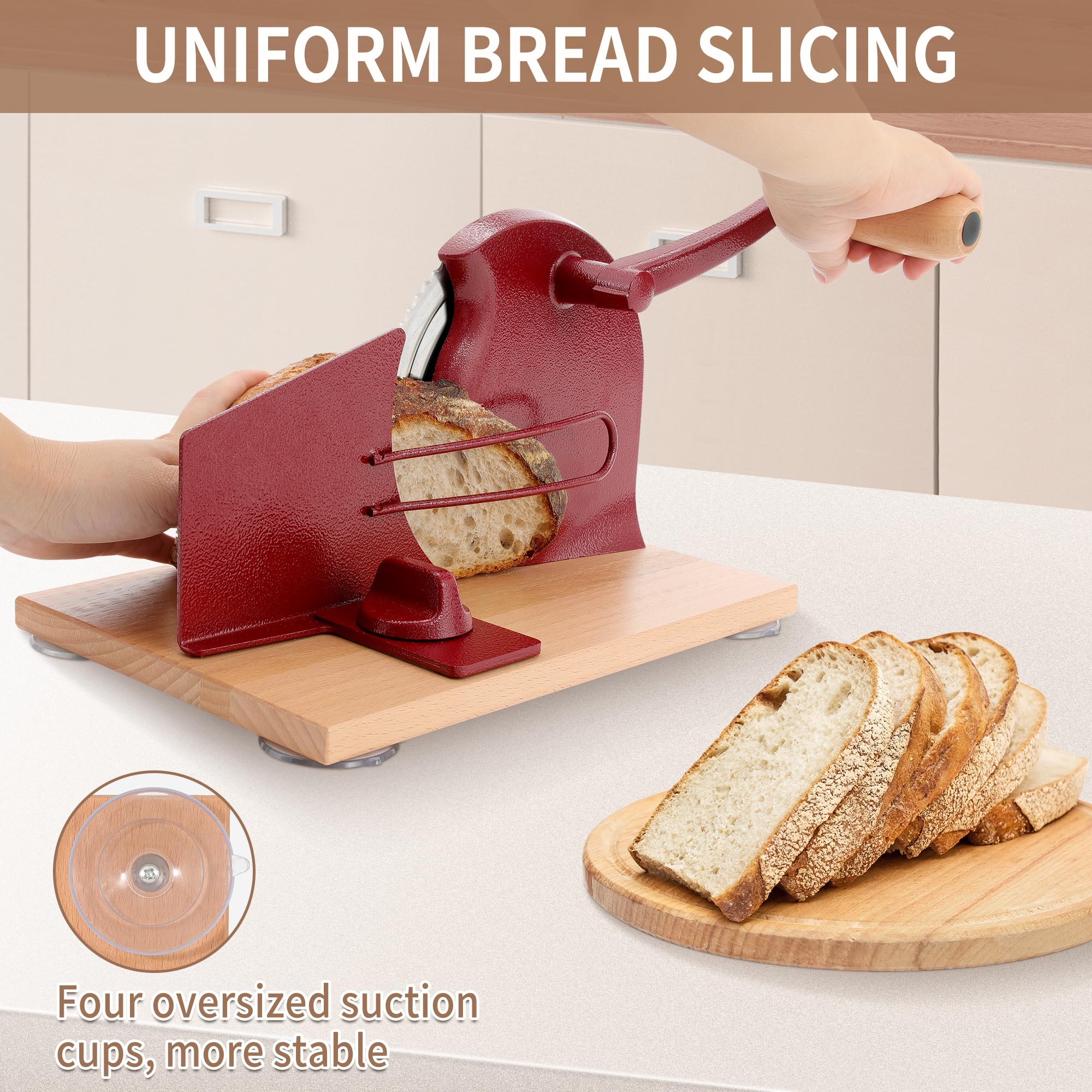 CAWIU diseño versátil para rebanar distintos tipos de pan de forma uniforme