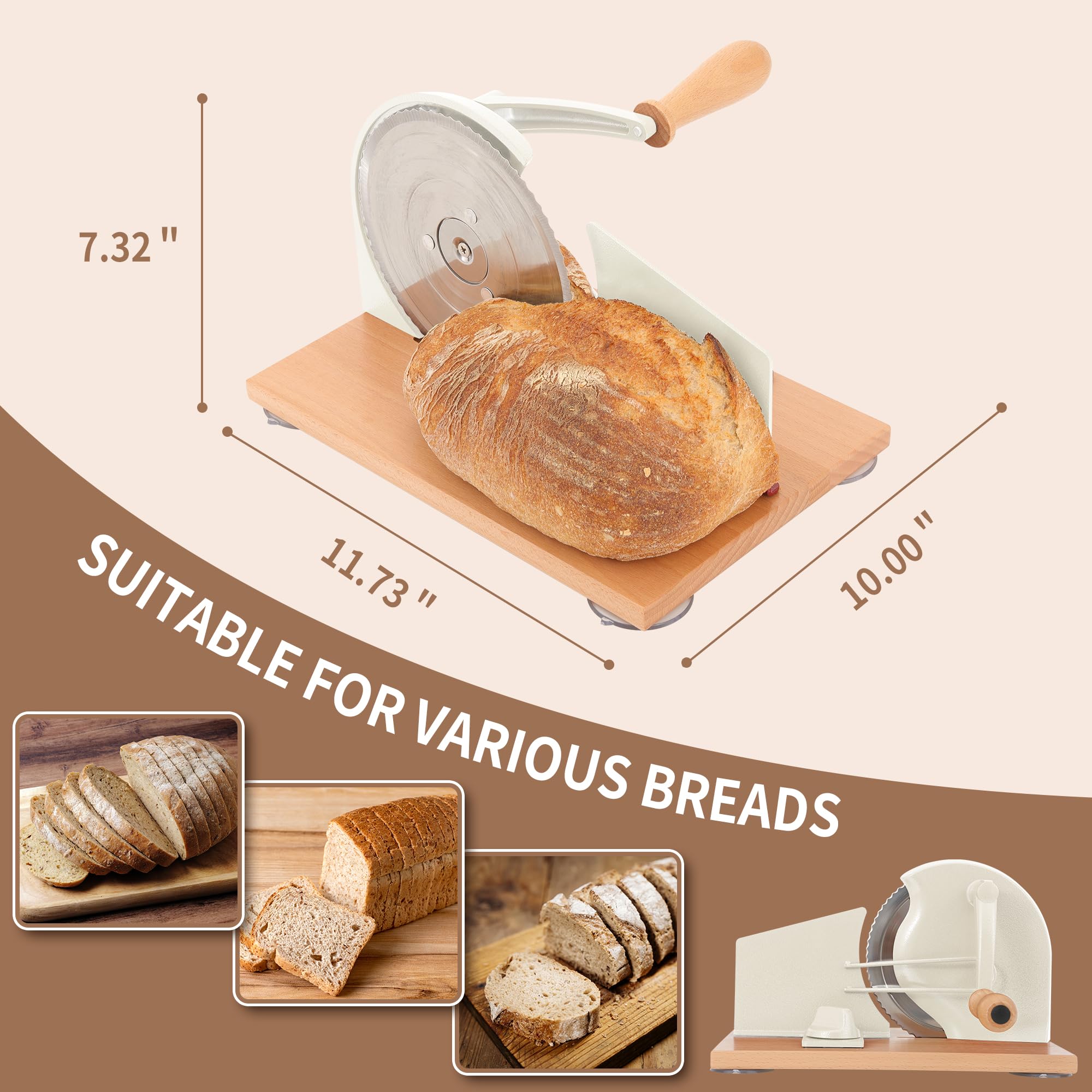 Cawiu cortador pan manual, ideal para hogazas y sándwiches.