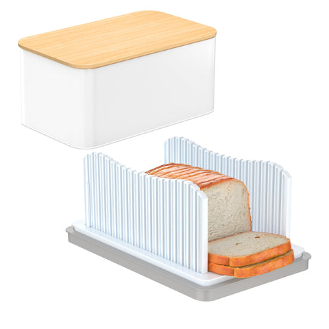 Cawiubread cortador de pan casero con caja para almacenamiento y corte limpio