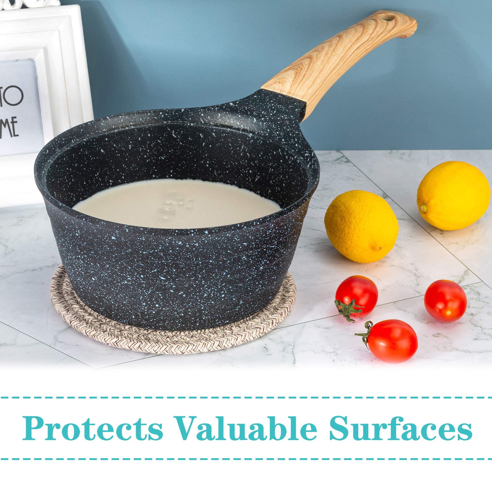 Base estable para teteras y platos en la mesa con protección al calor.