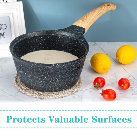 Base estable para teteras y platos en la mesa con protección al calor.