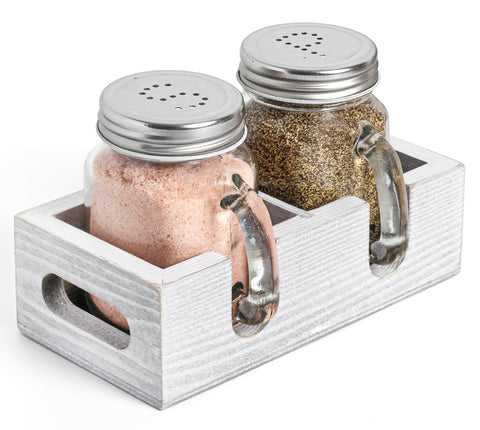 CB Accessories Mason Jar Sal y Pimienta, vista frontal, fácil identificación del contenido para uso diario