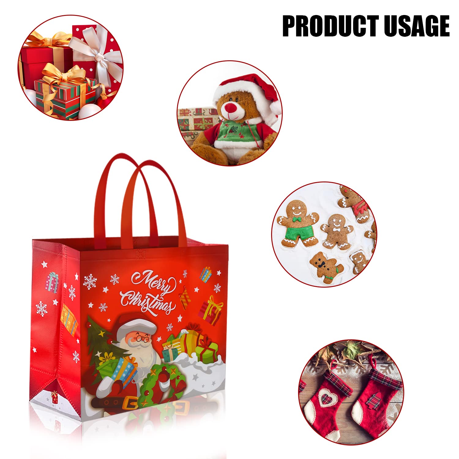 CCINEE bolsa regalo con asa de árbol navideño, espaciosa y decorativa