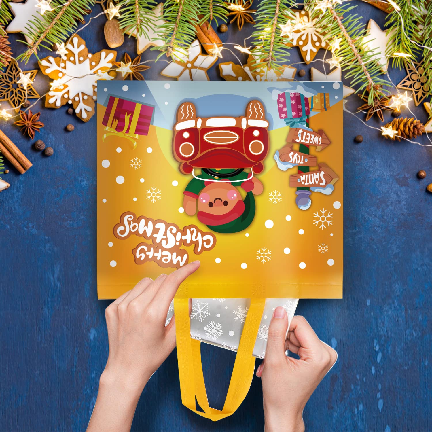 CCINEE bolsa regalo con diseño multicolor y Feliz Navidad, para regalos