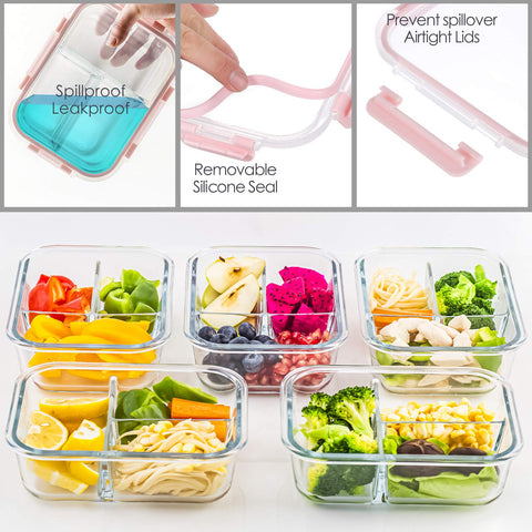 Contenedores de vidrio C CREST apilables para ahorrar espacio en refrigerador