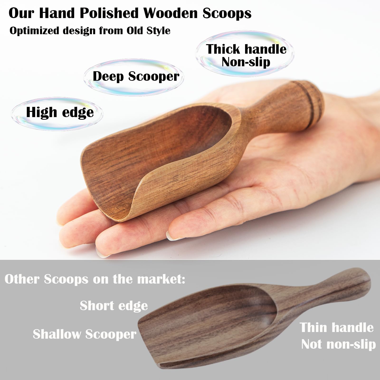 CDEHQFB cucharas para harina o polvo, madera de acacia duradera