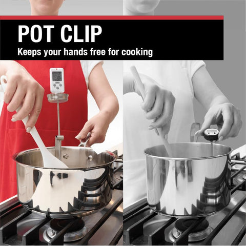 CDN termómetro con alertas de audio y visuales para controlar la temperatura al cocinar.