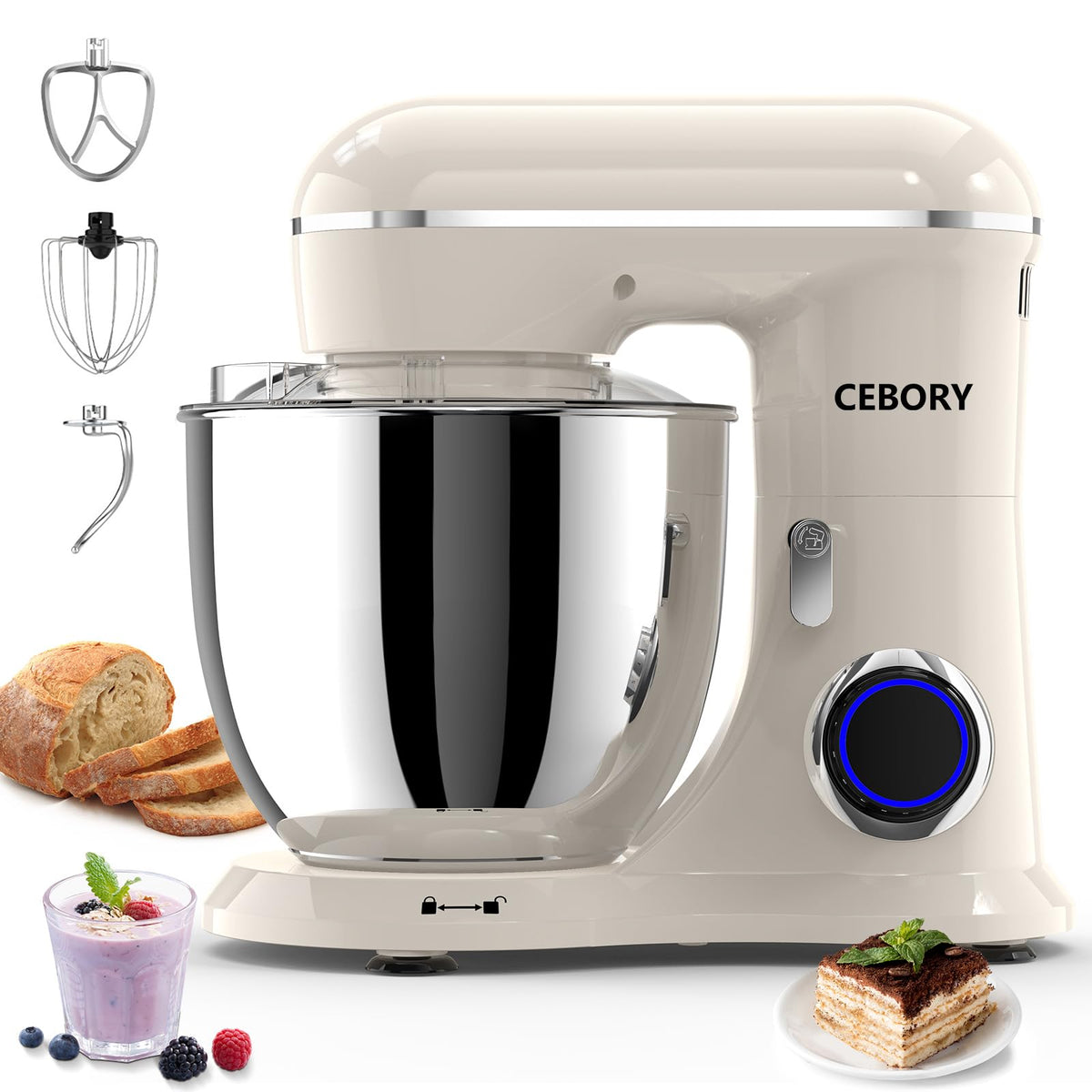 CEBORY Mezcladora de pie 3 en 1 para hornear en casa
