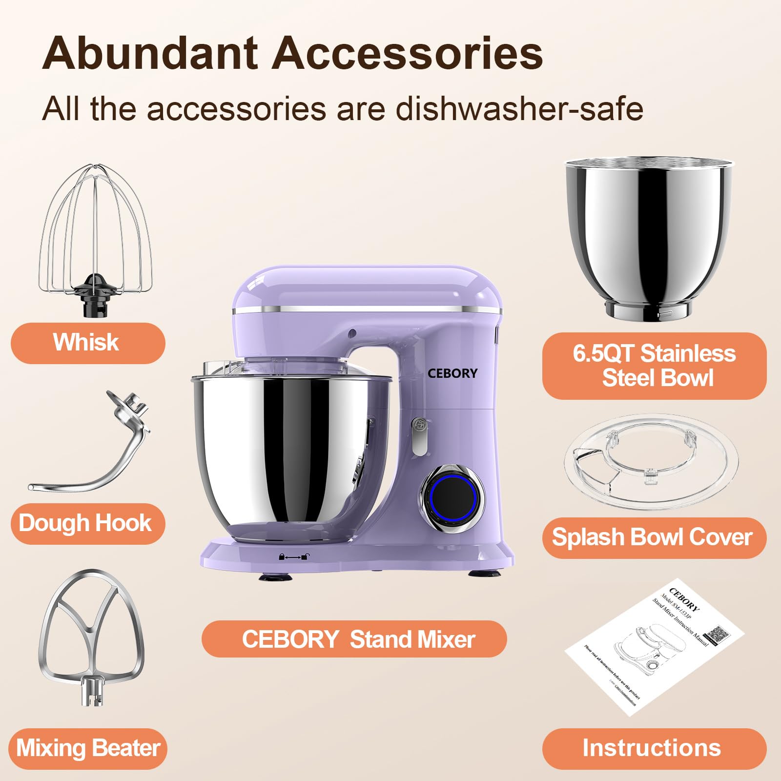 CEBORY cuenco de 6qt de acero inoxidable