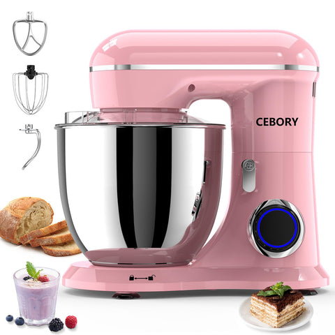 CEBORY 3-en-1 rosada con tazón 6,5qt para masas y mezclas