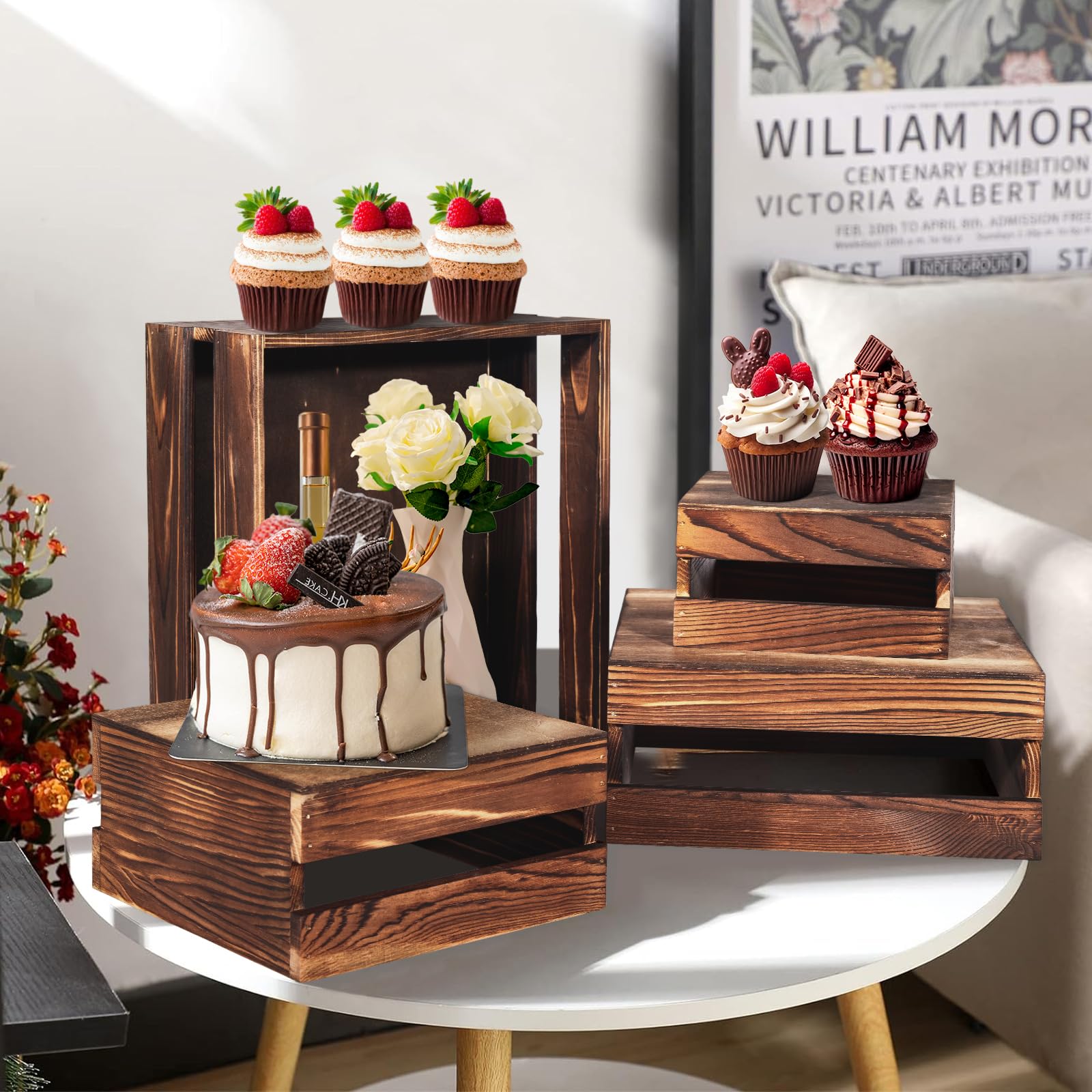 Cecnamt bases para pasteles de madera crean niveles visuales atractivos