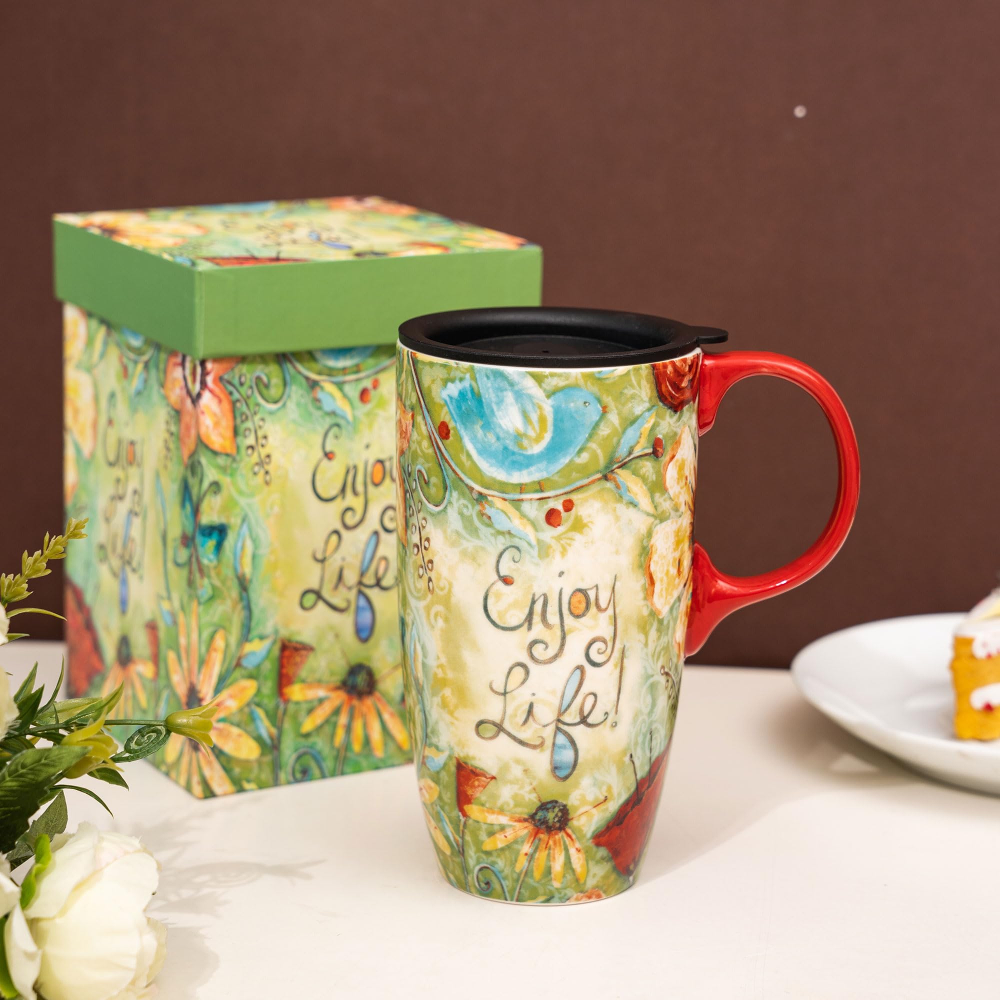 CEDAR HOME, taza ceramica 17oz para bebidas abundantes y templadas.