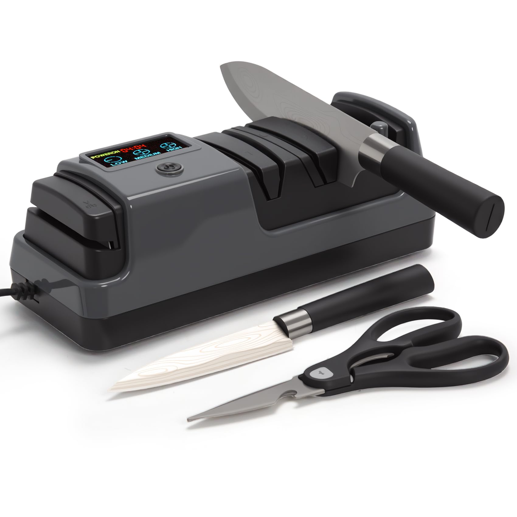 Ceelpeopar afilador de 3 etapas con LCD para cuchillos lisos.