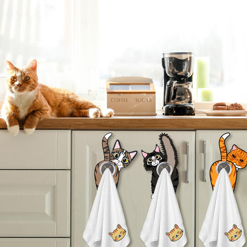Ganchos Ceenna gato trasero naranja para cocina decorativa.