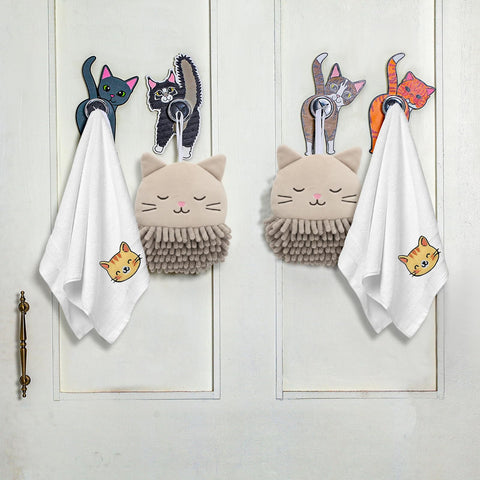 Ganchos Ceenna gato trasero negro para organizar toallas con estilo.