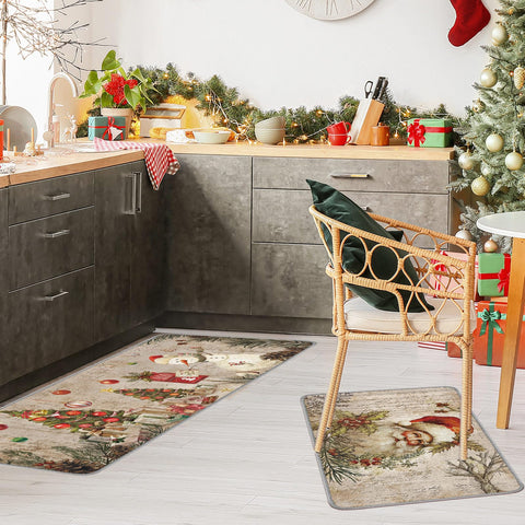 Ceenna muñeco de nieve en alfombra de cocina, aporta encanto navideño y calidez.