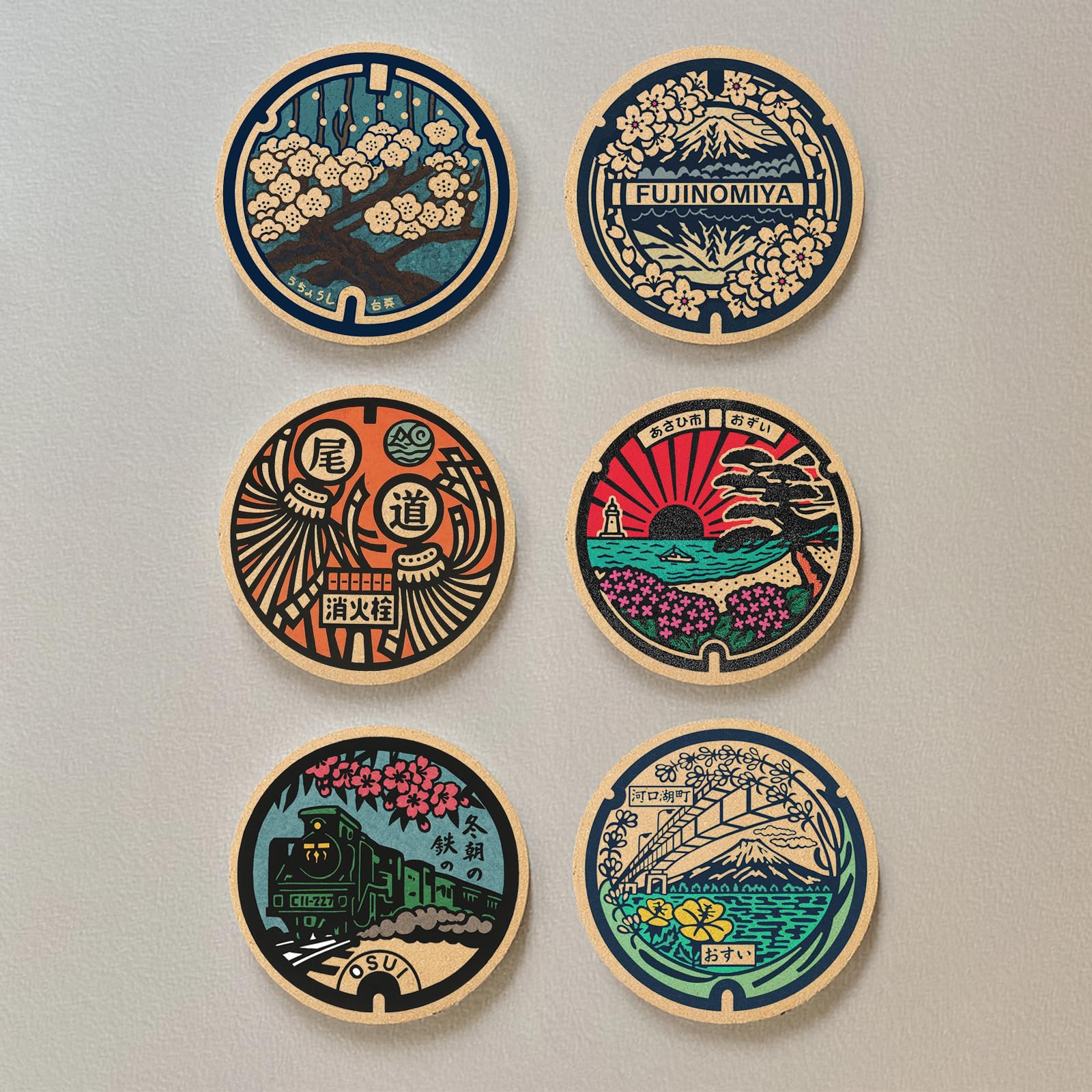 Cegkuc posavasos con diseño japonés de tapas alcantarilla.