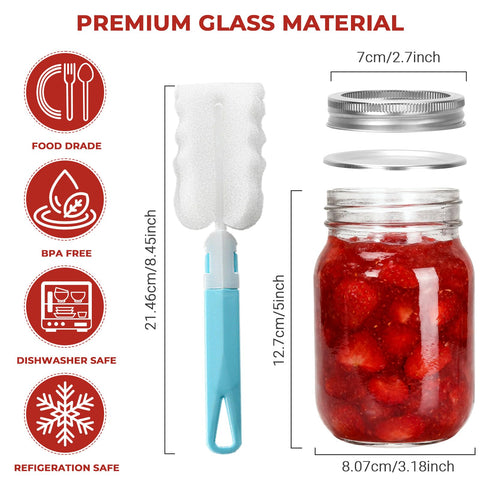 Cehomi frascos Mason vidrio claro para conservar frutas y salsas.