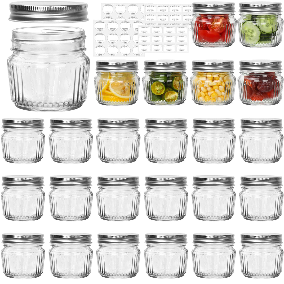 Cehomi jarra mason 4 onzas con tapa plateada para conservar mermeladas.
