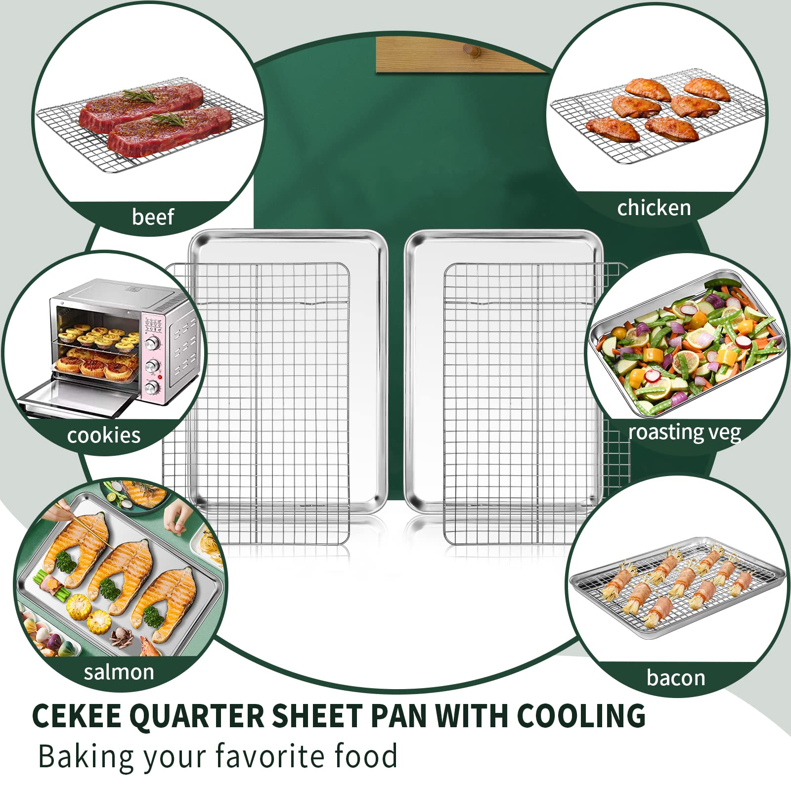 CEKEE bandeja acero inoxidable, apta para lavavajillas