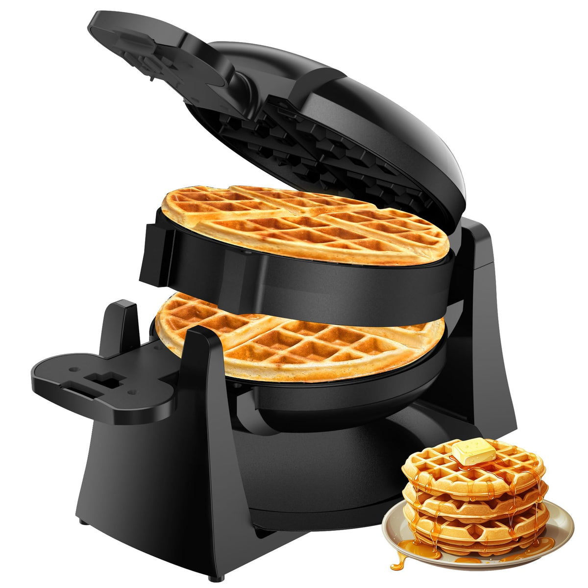 Celahapy Waffle Maker con giro 180° para waffles uniformes y dorados.