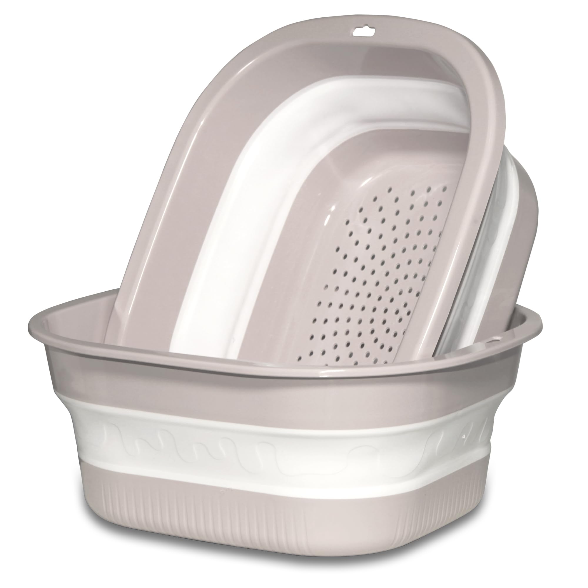 Cemome cuenco plegable con colador 2 en 1 en rosa para lavado rápido.