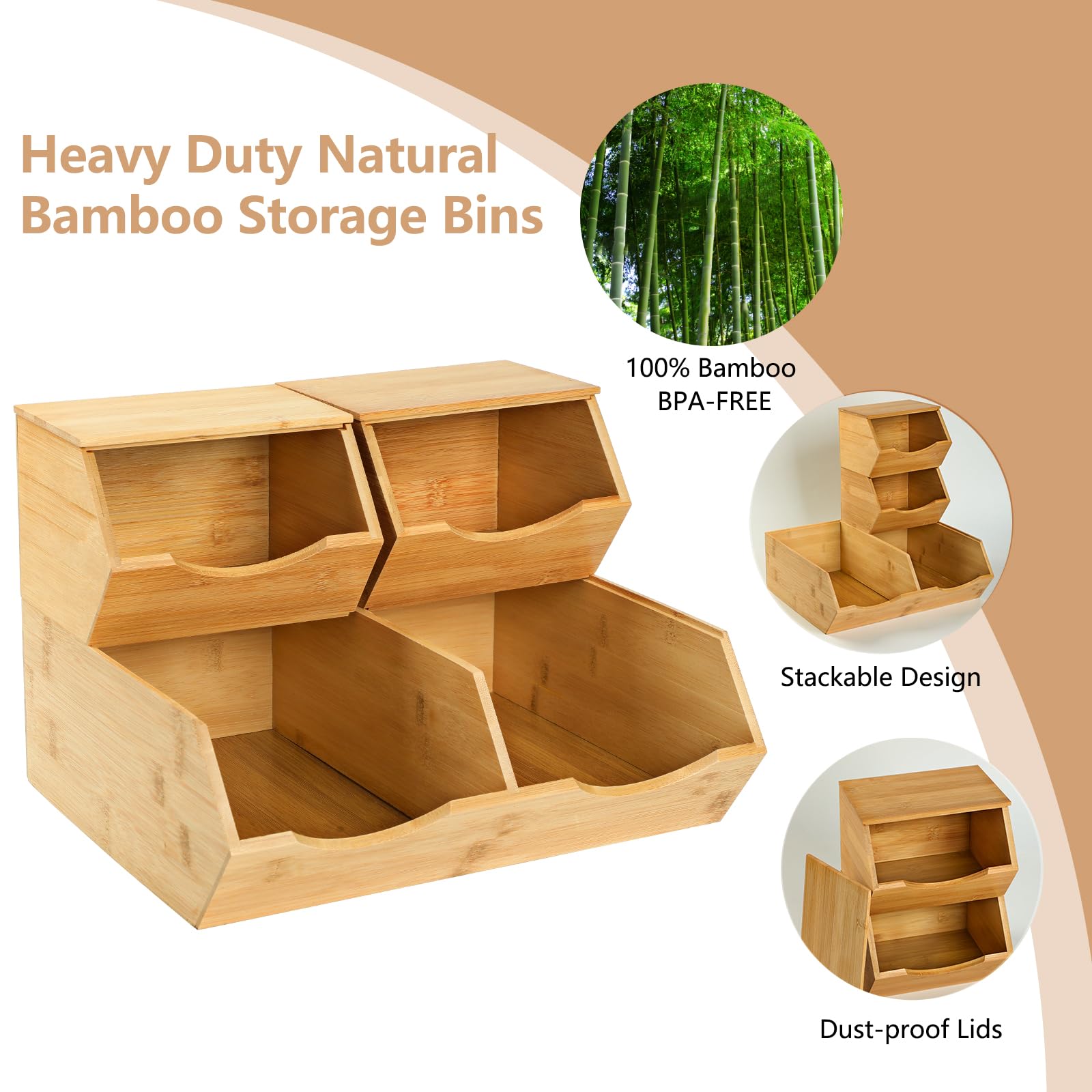 CENCODE cajas despensa bambú con diseño moderno para cocina.