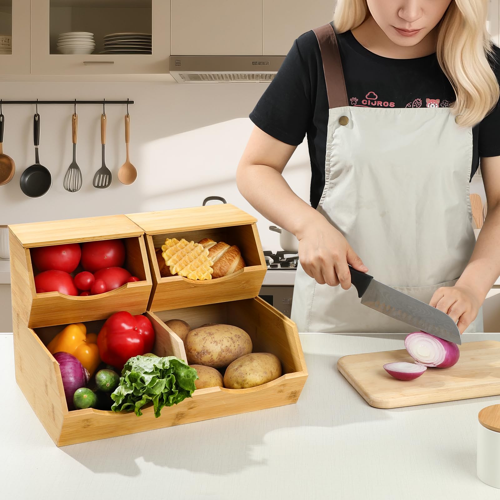 CENCODE diseño apilable facilita organización en cocina o despensa.